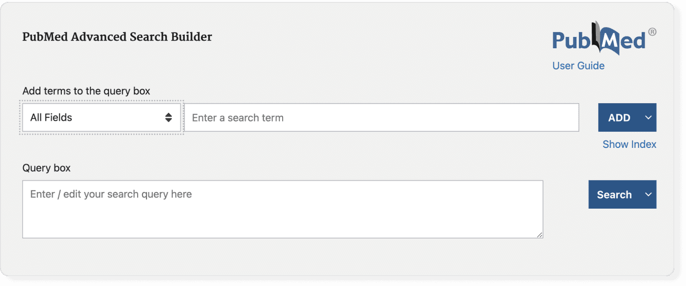 PubMed advanced search interface